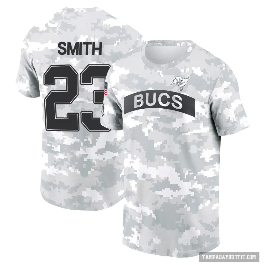 Youth ＃23 Tykee Smith Tampa Bay Buccaneers Camo Arctic 2024 Salute to Service Performance T-Shirt