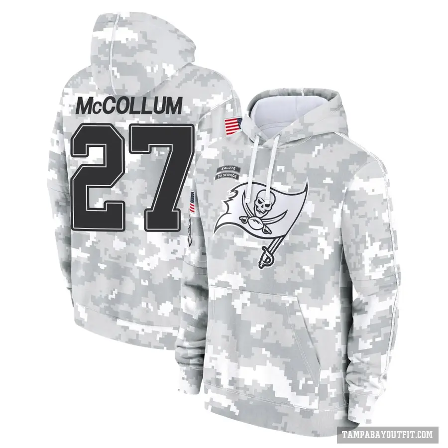 Youth ＃27 Zyon McCollum Tampa Bay Buccaneers Arctic Camo 2024 Salute to Service Club Fleece Pullover Hoodie
