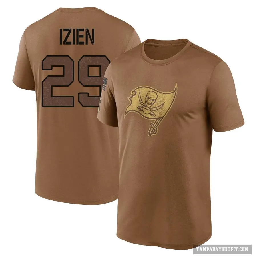 Youth ＃29 Christian Izien Tampa Bay Buccaneers Brown 2023 Salute To Service Performance T-Shirt