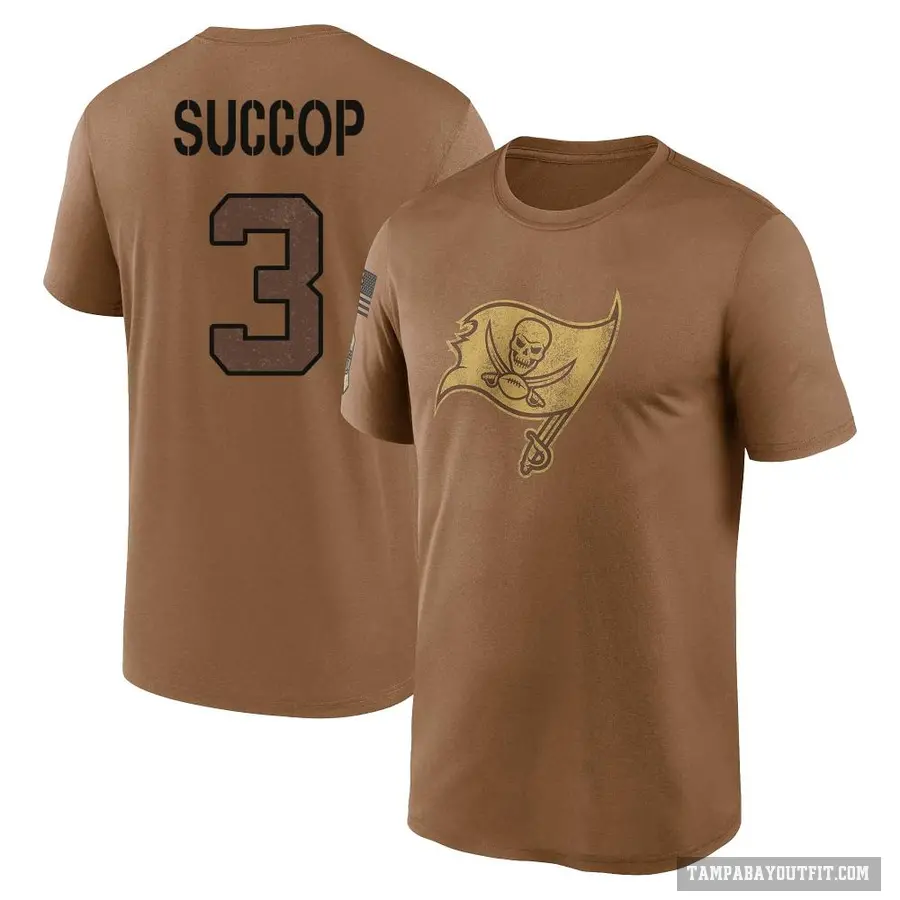 Youth ＃3 Ryan Succop Tampa Bay Buccaneers Brown 2023 Salute To Service Performance T-Shirt