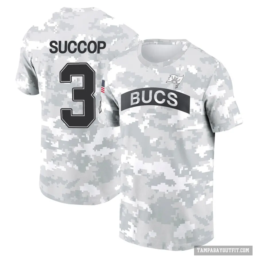 Youth ＃3 Ryan Succop Tampa Bay Buccaneers Camo Arctic 2024 Salute to Service Performance T-Shirt
