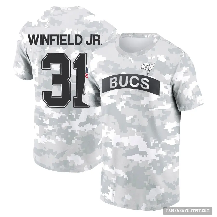 Youth ＃31 Antoine Winfield Jr. Tampa Bay Buccaneers Camo Arctic 2024 Salute to Service Performance T-Shirt