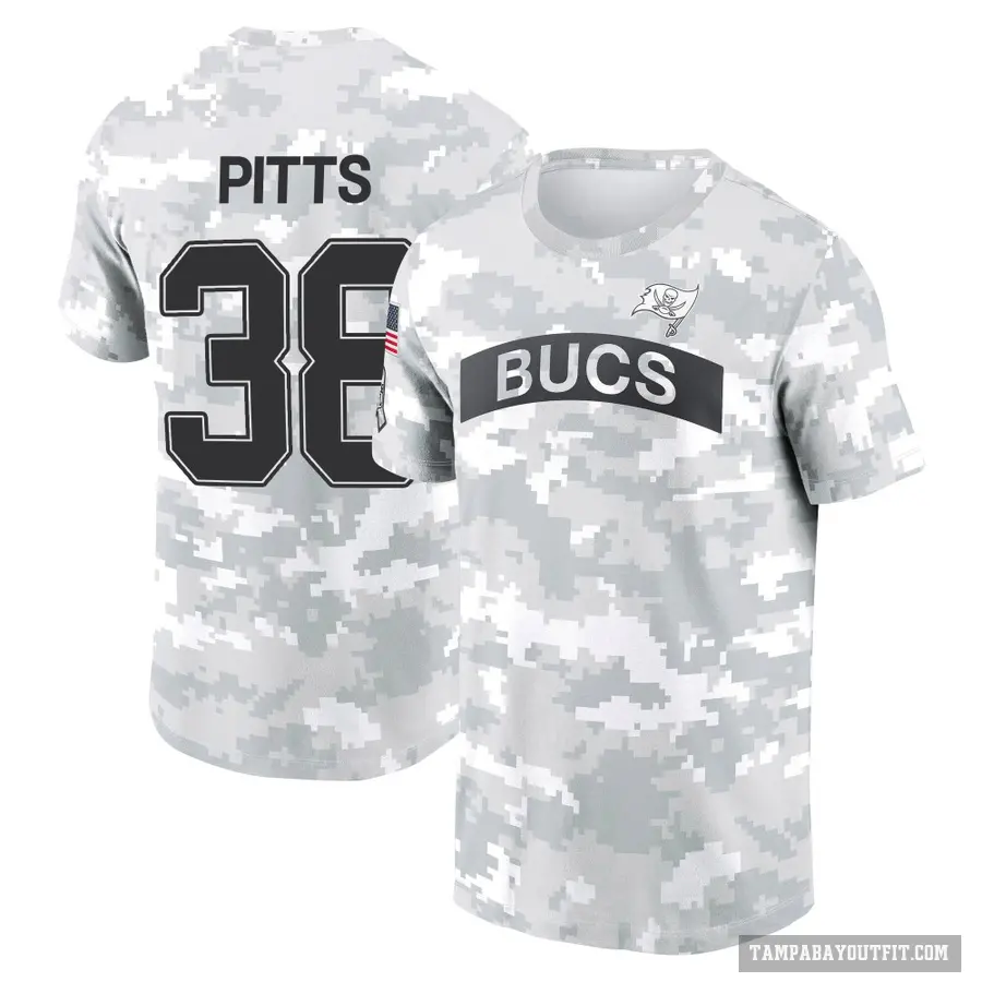 Youth ＃38 Derrek Pitts Tampa Bay Buccaneers Camo Arctic 2024 Salute to Service Performance T-Shirt