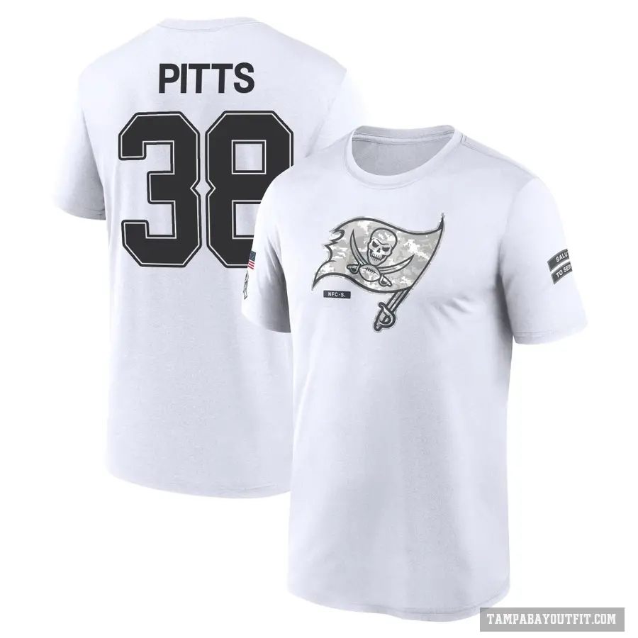 Youth ＃38 Derrek Pitts Tampa Bay Buccaneers White 2024 Salute to Service Performance T-Shirt