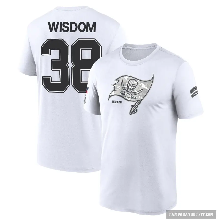 Youth ＃38 Rashad Wisdom Tampa Bay Buccaneers White 2024 Salute to Service Performance T-Shirt