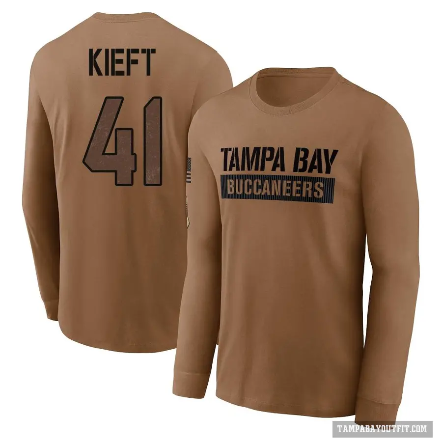 Youth ＃41 Ko Kieft Tampa Bay Buccaneers Brown 2023 Salute To Service Long Sleeve T-Shirt