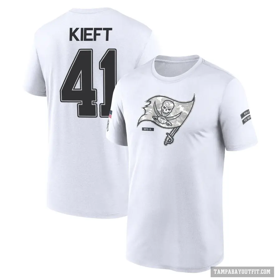 Youth ＃41 Ko Kieft Tampa Bay Buccaneers White 2024 Salute to Service Performance T-Shirt