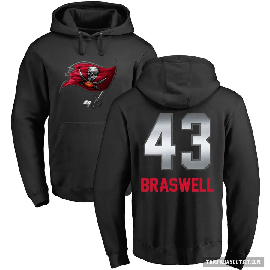 Youth ＃43 Chris Braswell Tampa Bay Buccaneers Black Midnight Mascot Pullover Hoodie