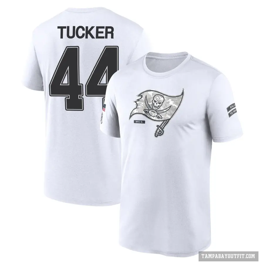 Youth ＃44 Sean Tucker Tampa Bay Buccaneers White 2024 Salute to Service Performance T-Shirt