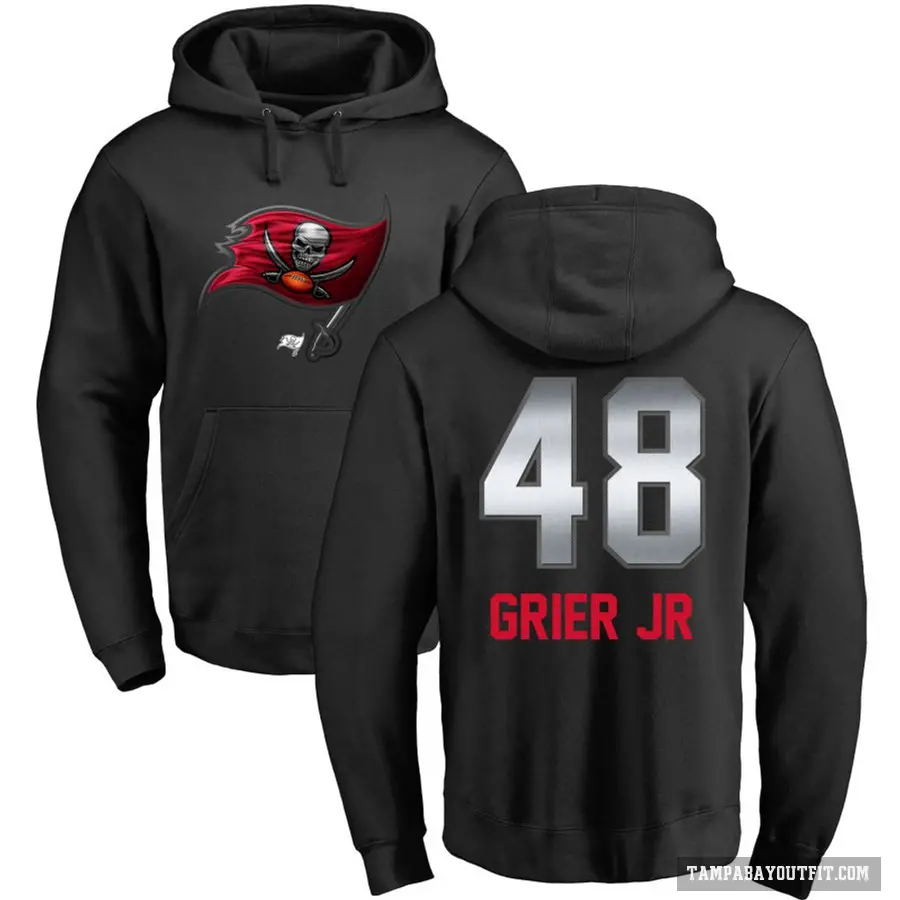 Youth ＃48 Antonio Grier Jr. Tampa Bay Buccaneers Black Midnight Mascot Pullover Hoodie