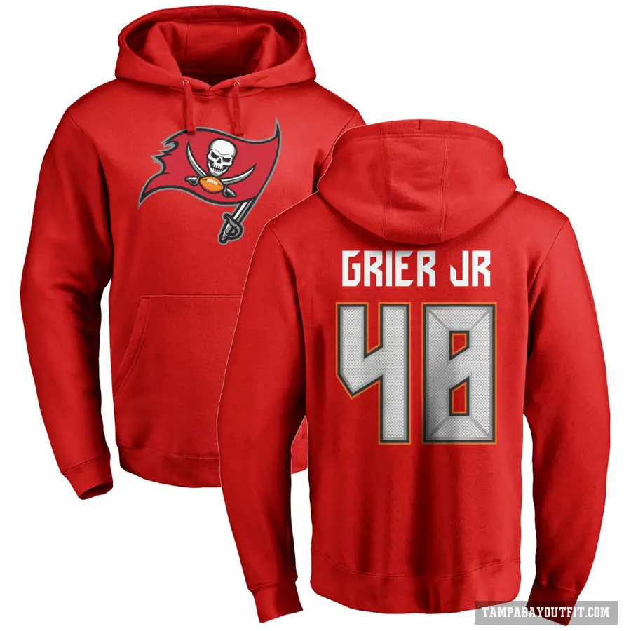 Youth ＃48 Antonio Grier Jr. Tampa Bay Buccaneers Red Pro Line Logo Pullover Hoodie
