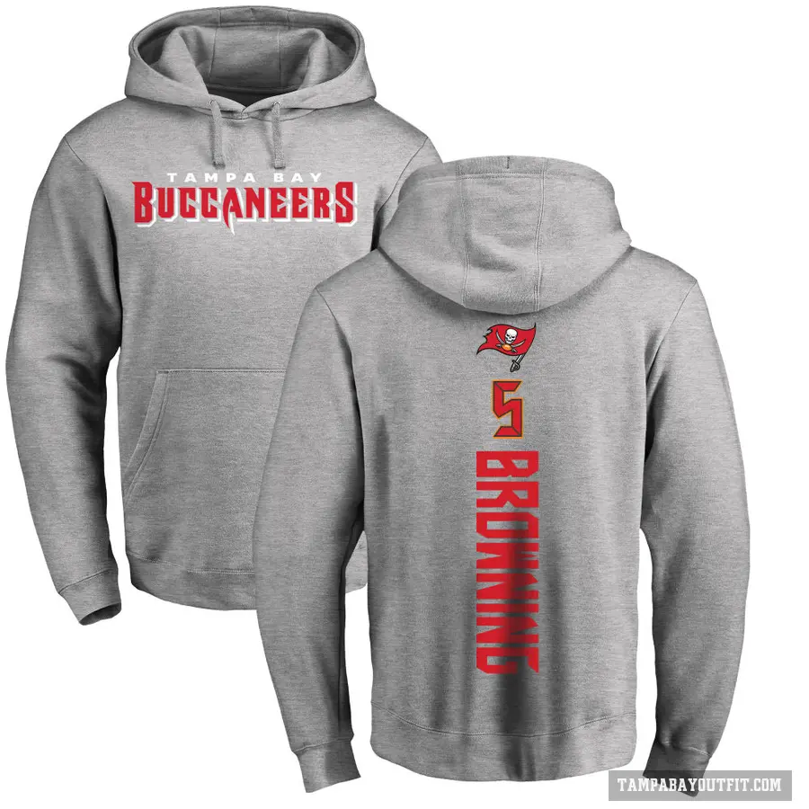 Youth ＃5 Jack Browning Tampa Bay Buccaneers Pro Line Ash Backer Pullover Hoodie