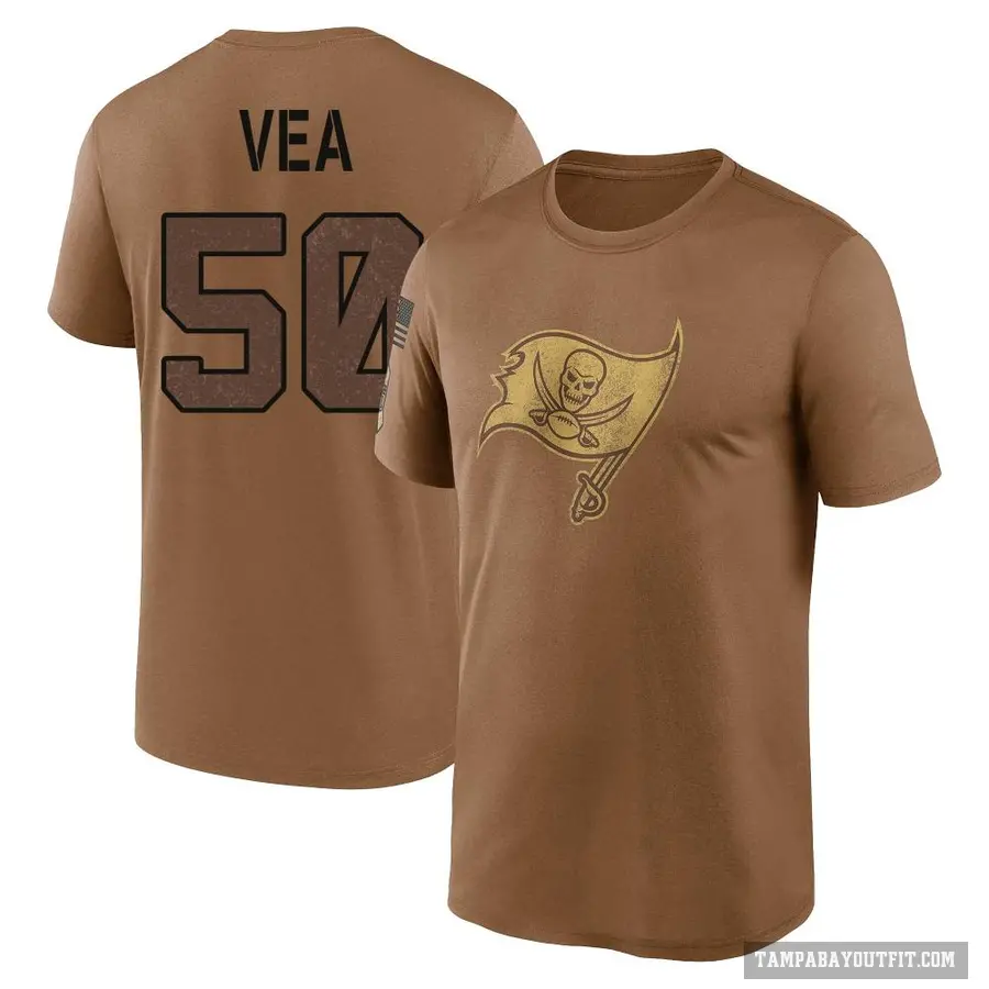 Youth ＃50 Vita Vea Tampa Bay Buccaneers Brown 2023 Salute To Service Performance T-Shirt