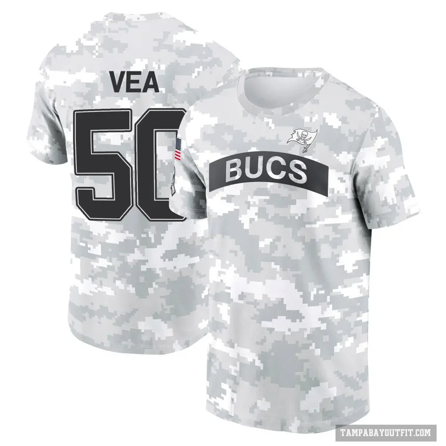 Youth ＃50 Vita Vea Tampa Bay Buccaneers Camo Arctic 2024 Salute to Service Performance T-Shirt