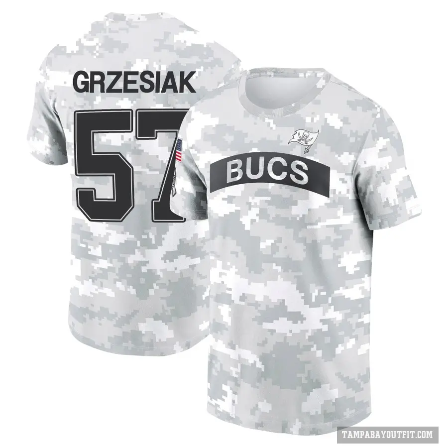 Youth ＃57 Daniel Grzesiak Tampa Bay Buccaneers Camo Arctic 2024 Salute to Service Performance T-Shirt