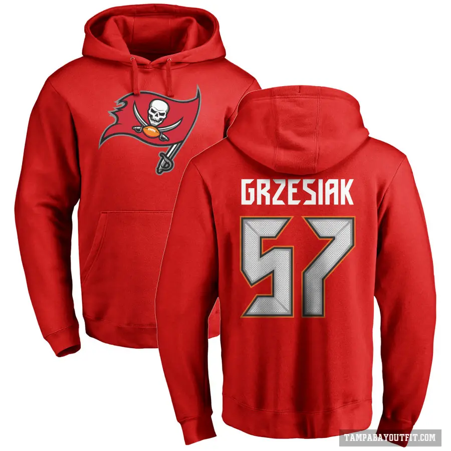 Youth ＃57 Daniel Grzesiak Tampa Bay Buccaneers Red Pro Line Logo Pullover Hoodie