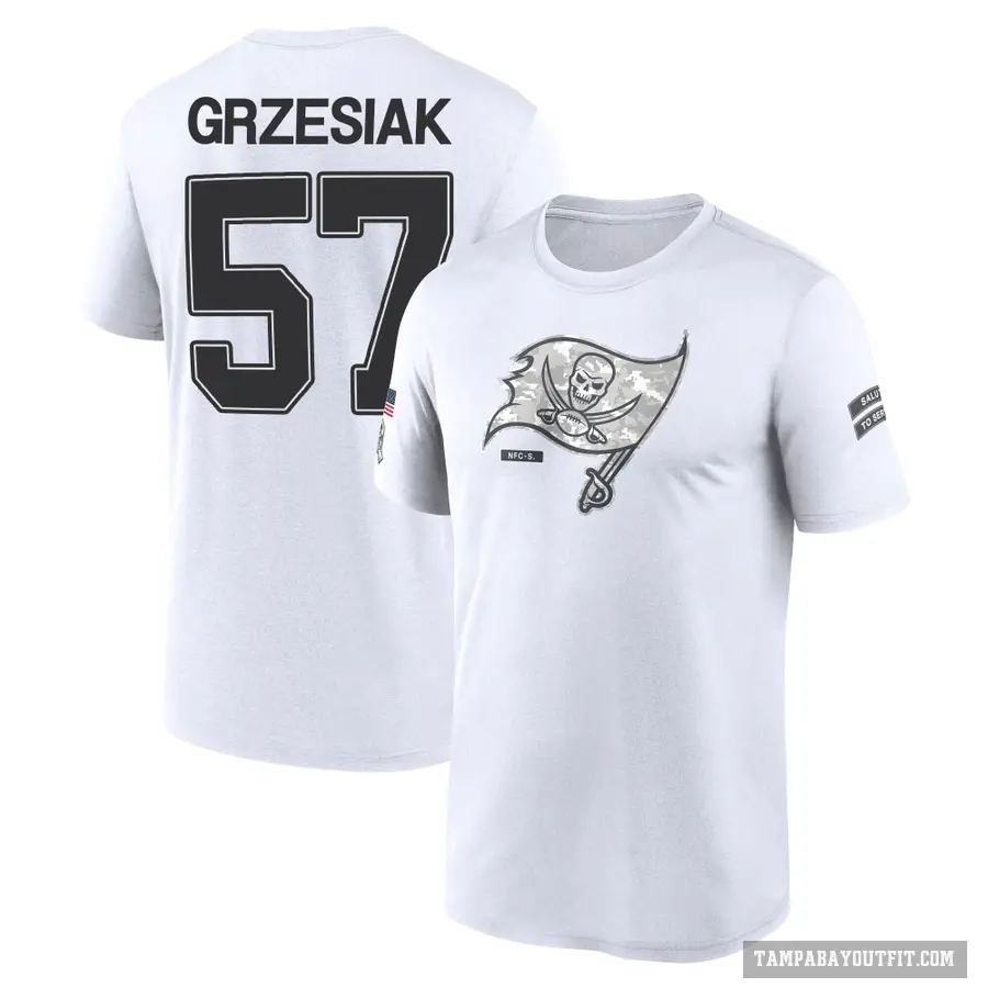 Youth ＃57 Daniel Grzesiak Tampa Bay Buccaneers White 2024 Salute to Service Performance T-Shirt
