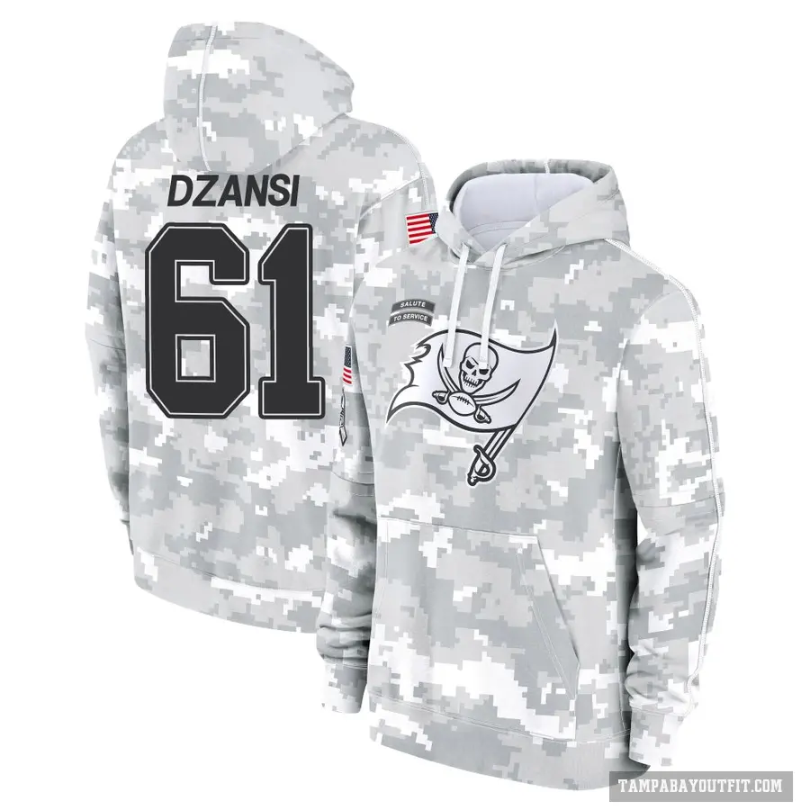 Youth ＃61 Silas Dzansi Tampa Bay Buccaneers Arctic Camo 2024 Salute to Service Club Fleece Pullover Hoodie