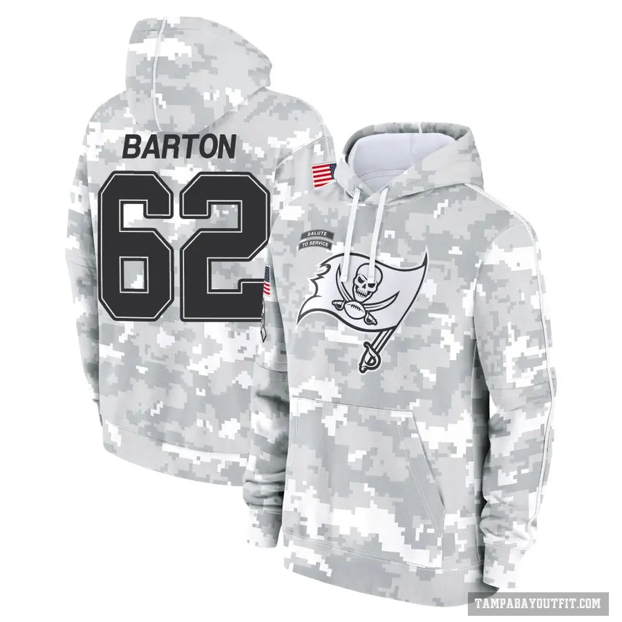 Youth ＃62 Graham Barton Tampa Bay Buccaneers Arctic Camo 2024 Salute to Service Club Fleece Pullover Hoodie