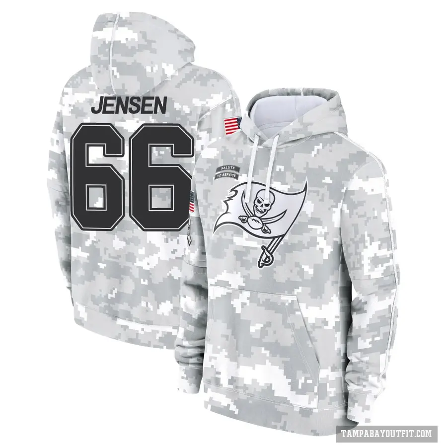 Youth ＃66 Ryan Jensen Tampa Bay Buccaneers Arctic Camo 2024 Salute to Service Club Fleece Pullover Hoodie