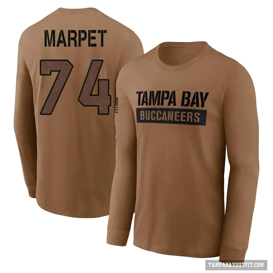 Youth ＃74 Ali Marpet Tampa Bay Buccaneers Brown 2023 Salute To Service Long Sleeve T-Shirt