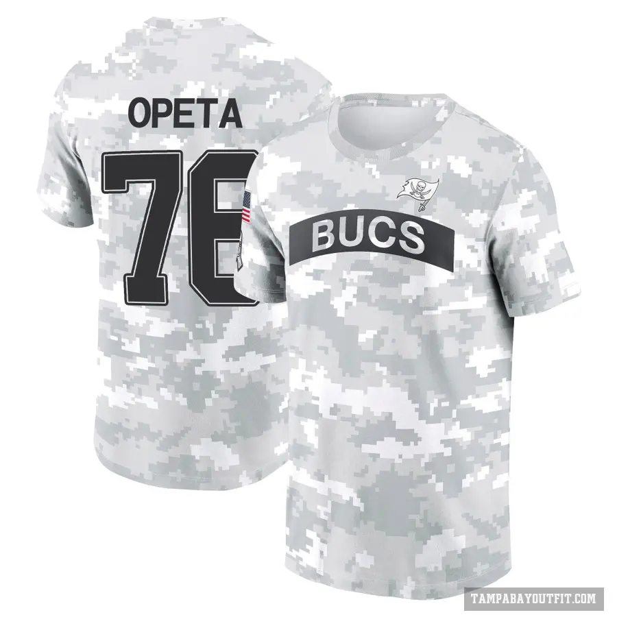 Youth ＃76 Sua Opeta Tampa Bay Buccaneers Camo Arctic 2024 Salute to Service Performance T-Shirt