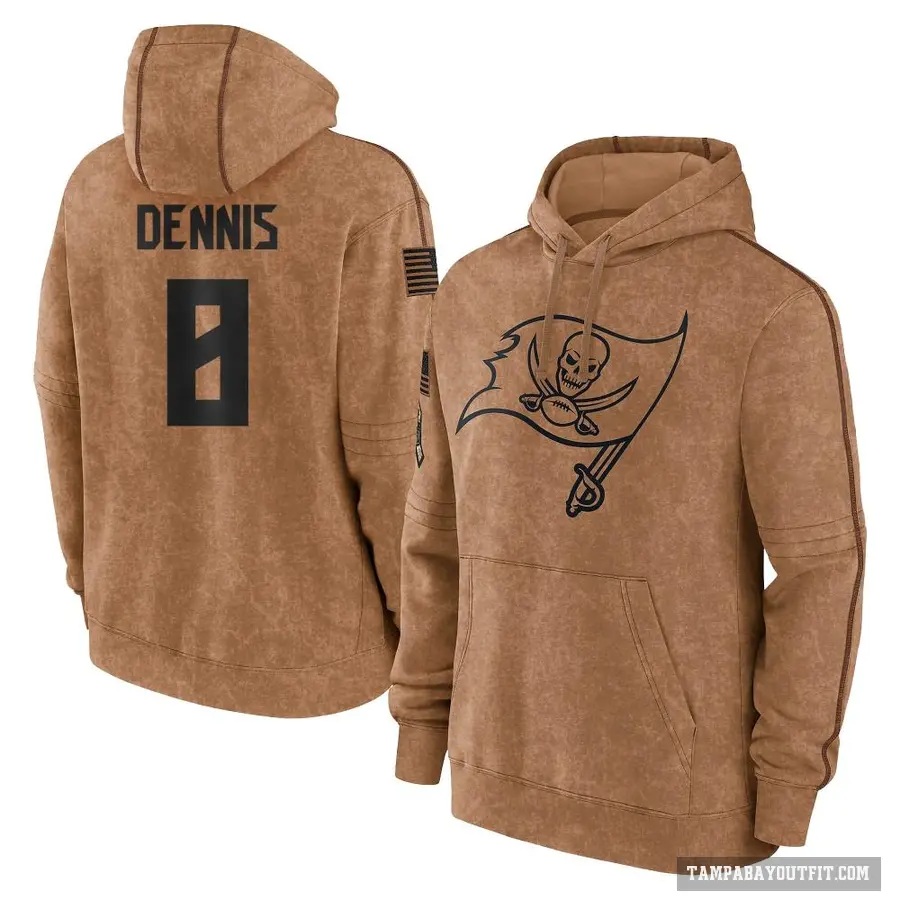 Youth ＃8 SirVocea Dennis Tampa Bay Buccaneers Brown 2023 Salute To Service Club Pullover Hoodie
