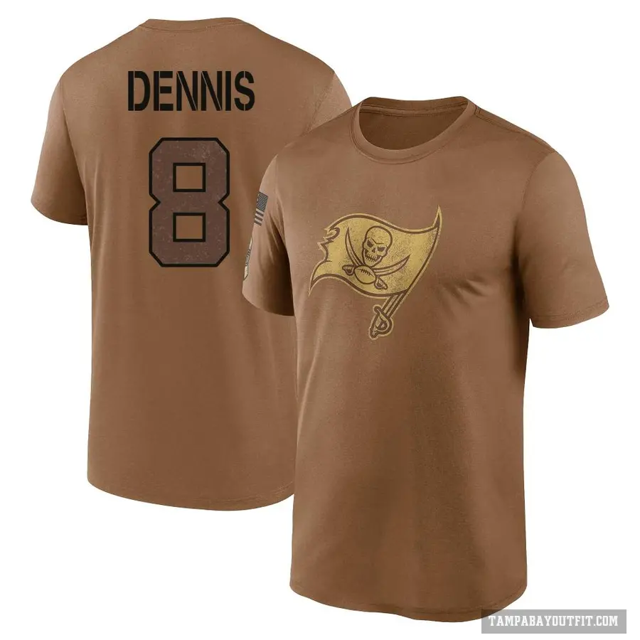 Youth ＃8 SirVocea Dennis Tampa Bay Buccaneers Brown 2023 Salute To Service Performance T-Shirt