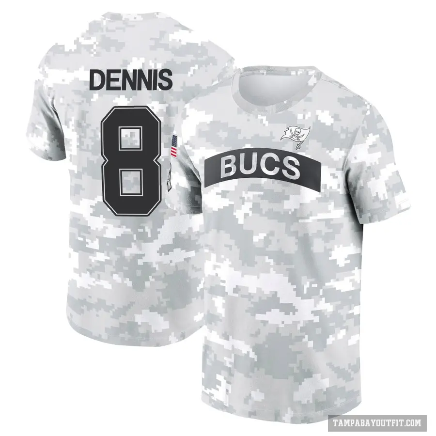 Youth ＃8 SirVocea Dennis Tampa Bay Buccaneers Camo Arctic 2024 Salute to Service Performance T-Shirt