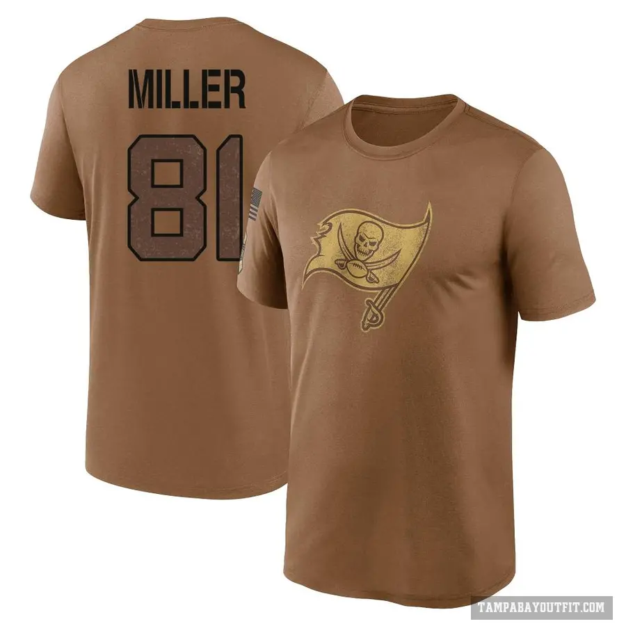 Youth ＃81 Ryan Miller Tampa Bay Buccaneers Brown 2023 Salute To Service Performance T-Shirt