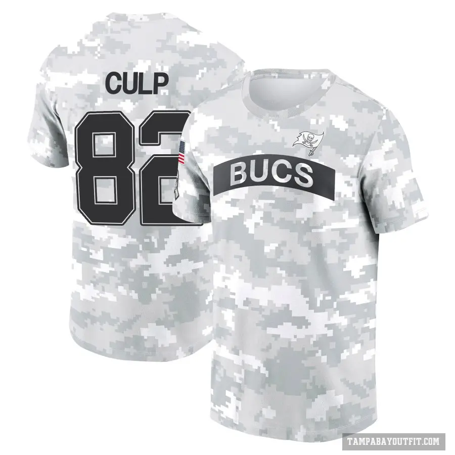 Youth ＃82 Devin Culp Tampa Bay Buccaneers Camo Arctic 2024 Salute to Service Performance T-Shirt