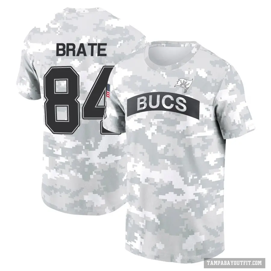 Youth ＃84 Cameron Brate Tampa Bay Buccaneers Camo Arctic 2024 Salute to Service Performance T-Shirt