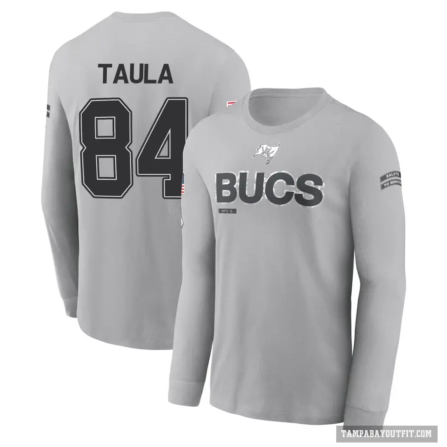 Youth ＃84 Tanner Taula Tampa Bay Buccaneers Gray 2024 Salute to Service Long Sleeve T-Shirt