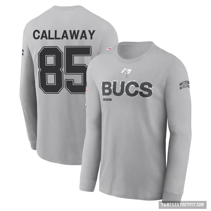 Youth ＃85 Marquez Callaway Tampa Bay Buccaneers Gray 2024 Salute to Service Long Sleeve T-Shirt