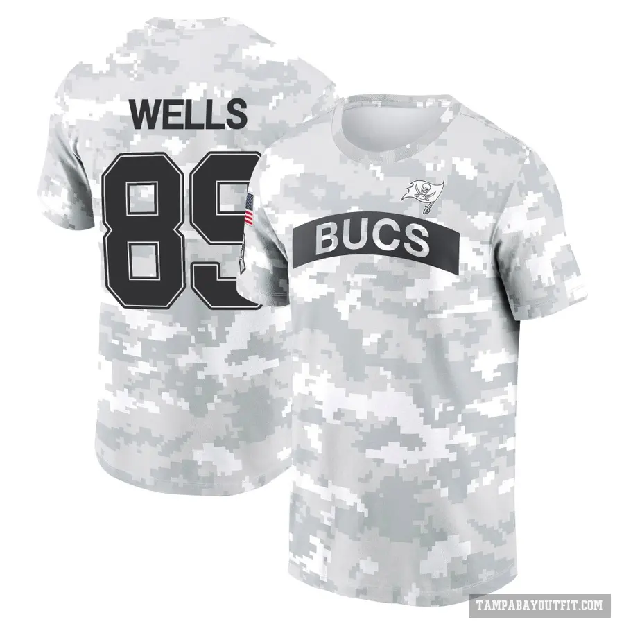 Youth ＃89 David Wells Tampa Bay Buccaneers Camo Arctic 2024 Salute to Service Performance T-Shirt