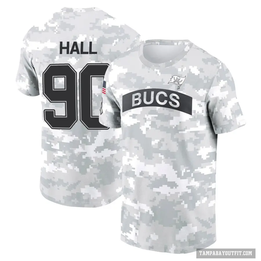 Youth ＃90 Logan Hall Tampa Bay Buccaneers Camo Arctic 2024 Salute to Service Performance T-Shirt
