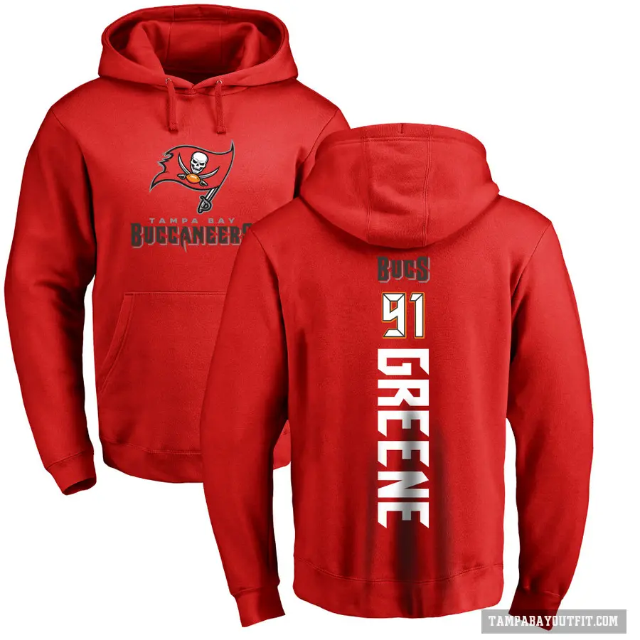Youth ＃91 Mike Greene Tampa Bay Buccaneers Red Pro Line Backer Pullover Hoodie