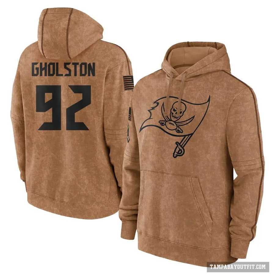 Youth ＃92 William Gholston Tampa Bay Buccaneers Brown 2023 Salute To Service Club Pullover Hoodie