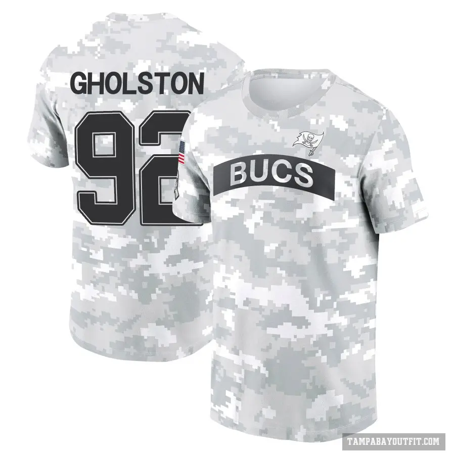 Youth ＃92 William Gholston Tampa Bay Buccaneers Camo Arctic 2024 Salute to Service Performance T-Shirt