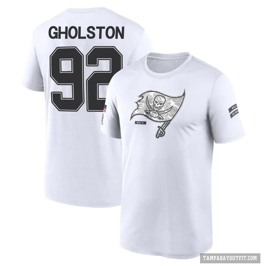 Youth ＃92 William Gholston Tampa Bay Buccaneers White 2024 Salute to Service Performance T-Shirt