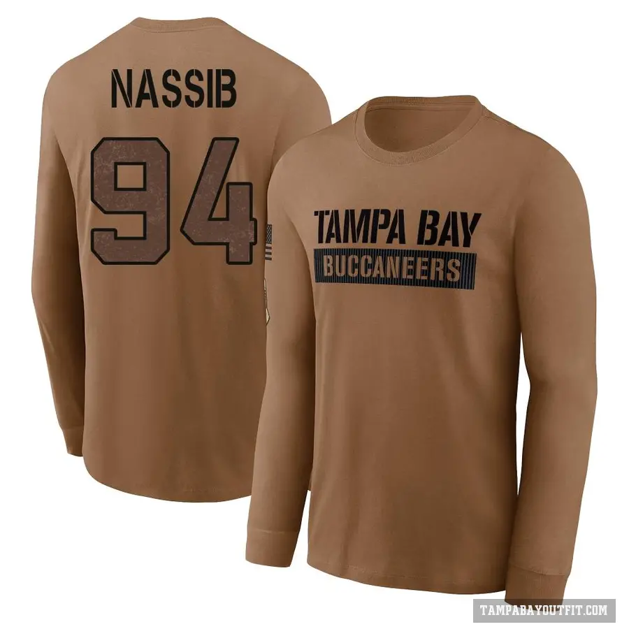 Youth ＃94 Carl Nassib Tampa Bay Buccaneers Brown 2023 Salute To Service Long Sleeve T-Shirt