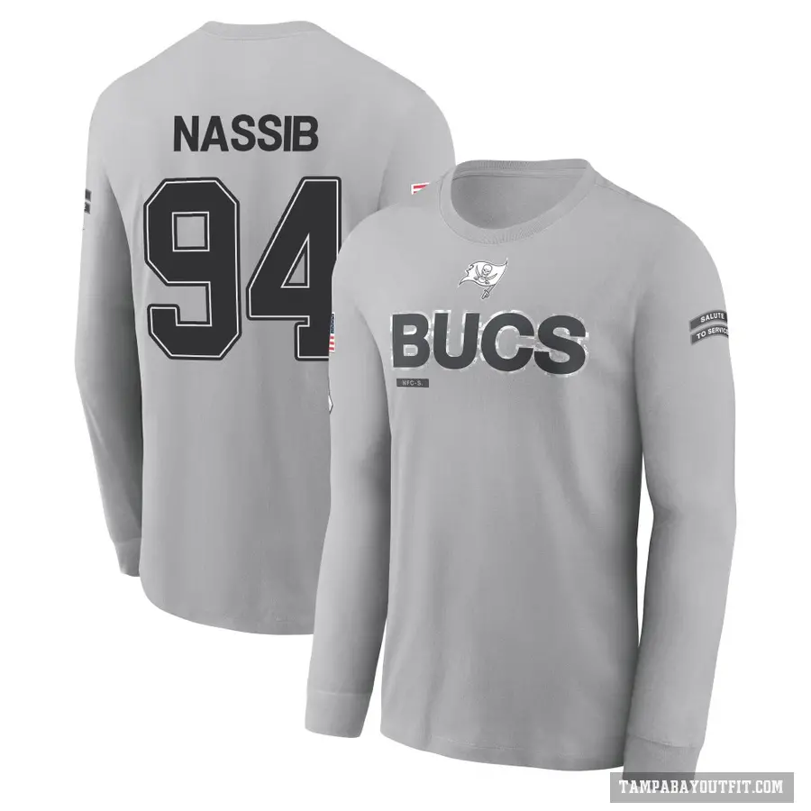 Youth ＃94 Carl Nassib Tampa Bay Buccaneers Gray 2024 Salute to Service Long Sleeve T-Shirt