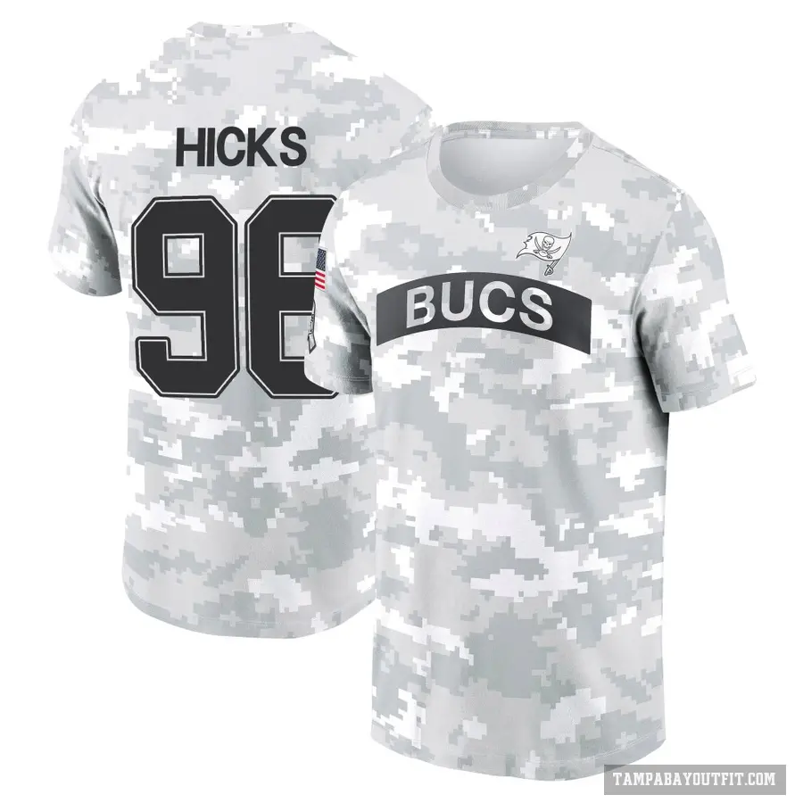 Youth ＃96 Akiem Hicks Tampa Bay Buccaneers Camo Arctic 2024 Salute to Service Performance T-Shirt