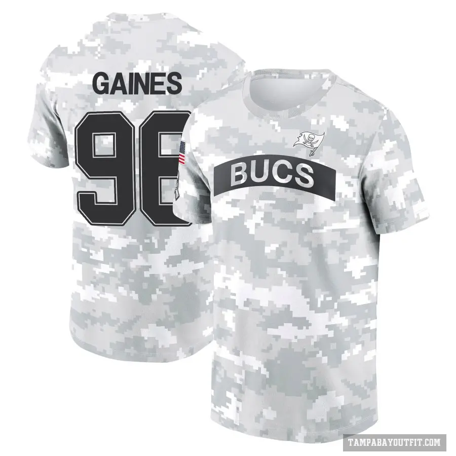 Youth ＃96 Greg Gaines Tampa Bay Buccaneers Camo Arctic 2024 Salute to Service Performance T-Shirt