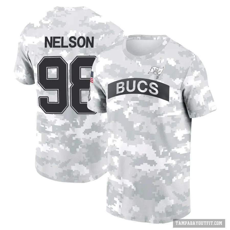 Youth ＃98 Anthony Nelson Tampa Bay Buccaneers Camo Arctic 2024 Salute to Service Performance T-Shirt